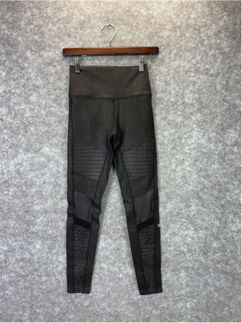 ALO Leggings Womens Small Black Moto Ankle Mid Rise Stretch Yoga Pants Athletic